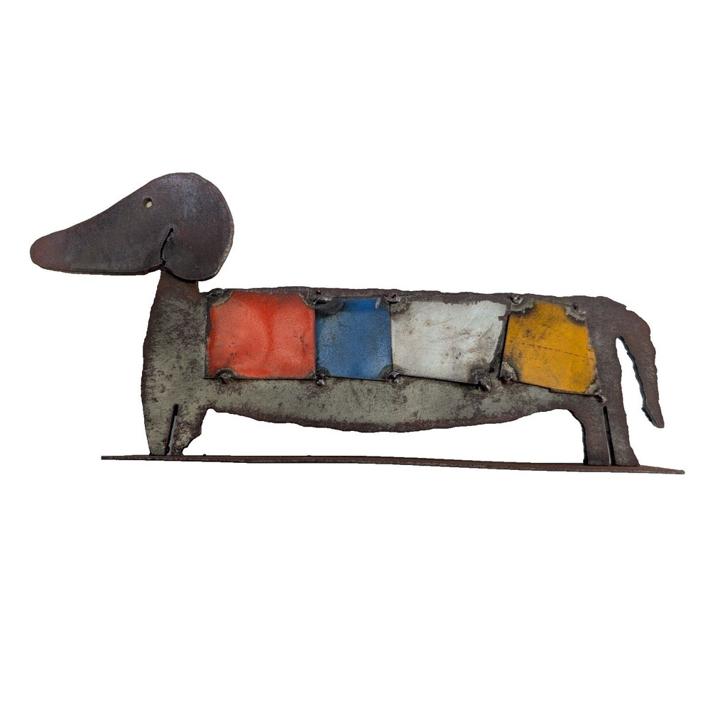 Guille Mink Chatarra En Color Dachshund Hot Dog Scrap Metal Sculpture SIGNED